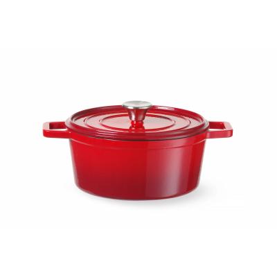 Litinový kastrol smaltovaný, HENDI, 3,7L, Červená, 317x240x(H)105mm | 626832
